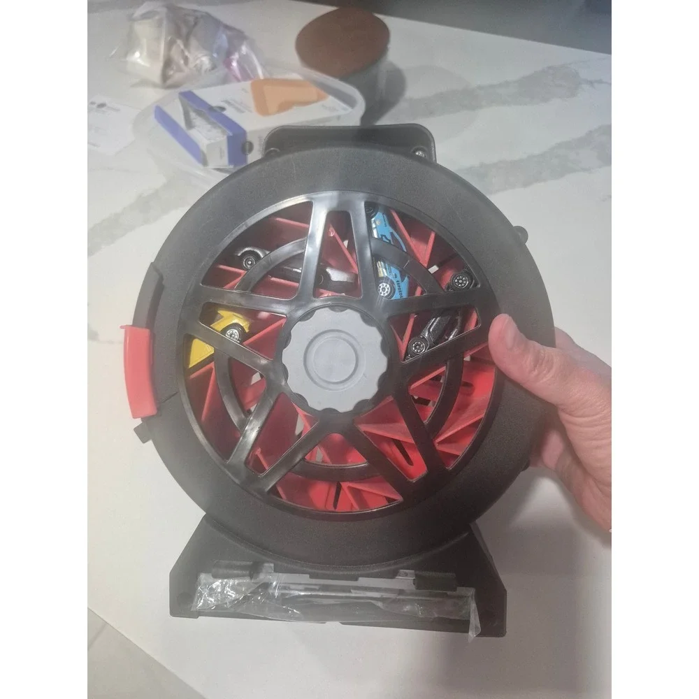 Hot Wheels Sto & Go Spinning Wheel Car Case Black Red Storage Carrier‎ Mattel